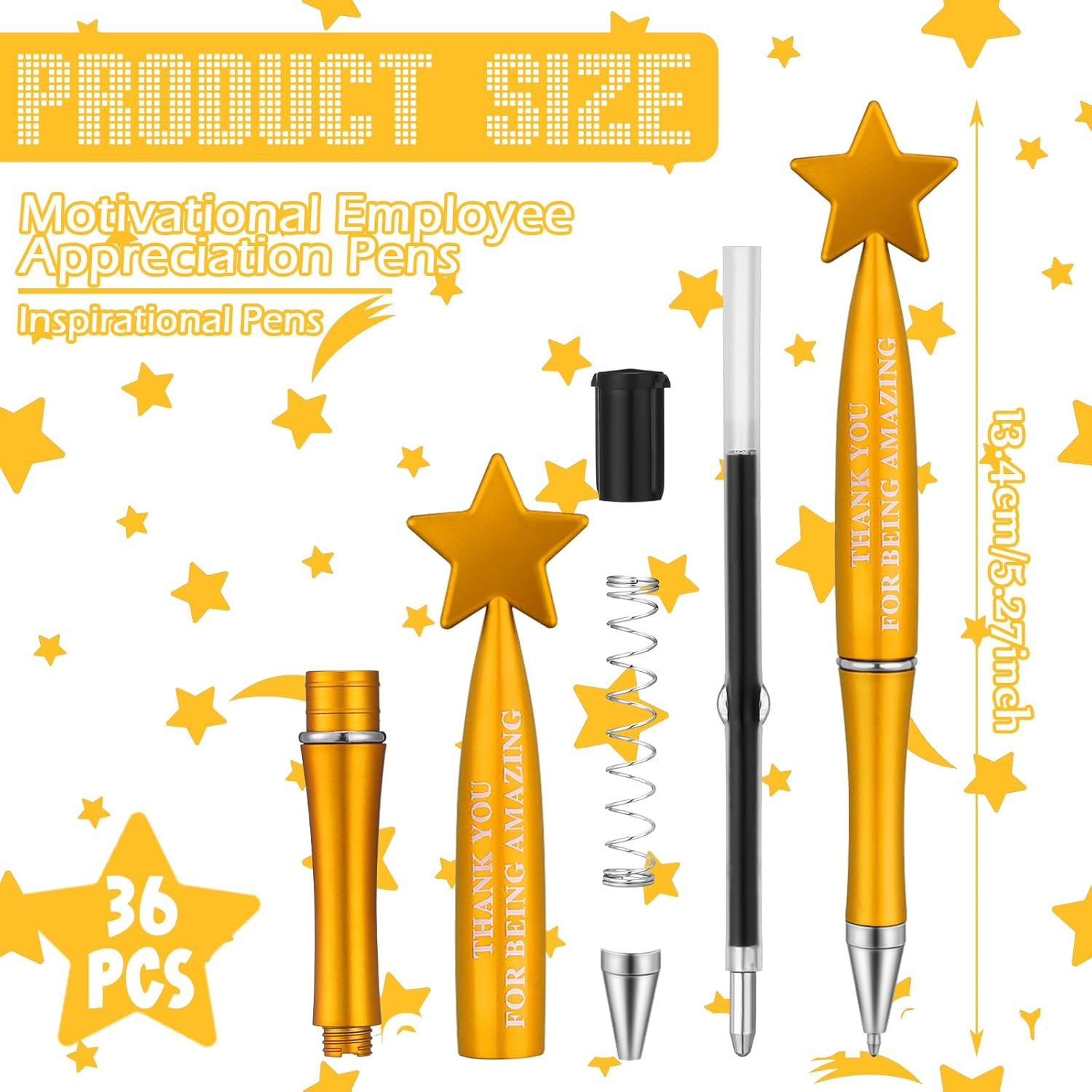 Yeaqee 36 Pcs Valentines Employee Appreciation Gifts Bulk Thank You Ballpoint Pens Teacher Appreciation Pens Valentines Thank You Gifts for Team Coworker Nurse Staff Office Supplies(Gold) - Image 2