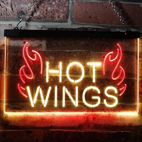 Miniatura 2 de ADVPRO Hot Wings - Letrero de neón LED de doble color, para tienda de comida rápida, color rojo y amarillo, 16 x 12 pulgadas, st6s43-i3154-ry
