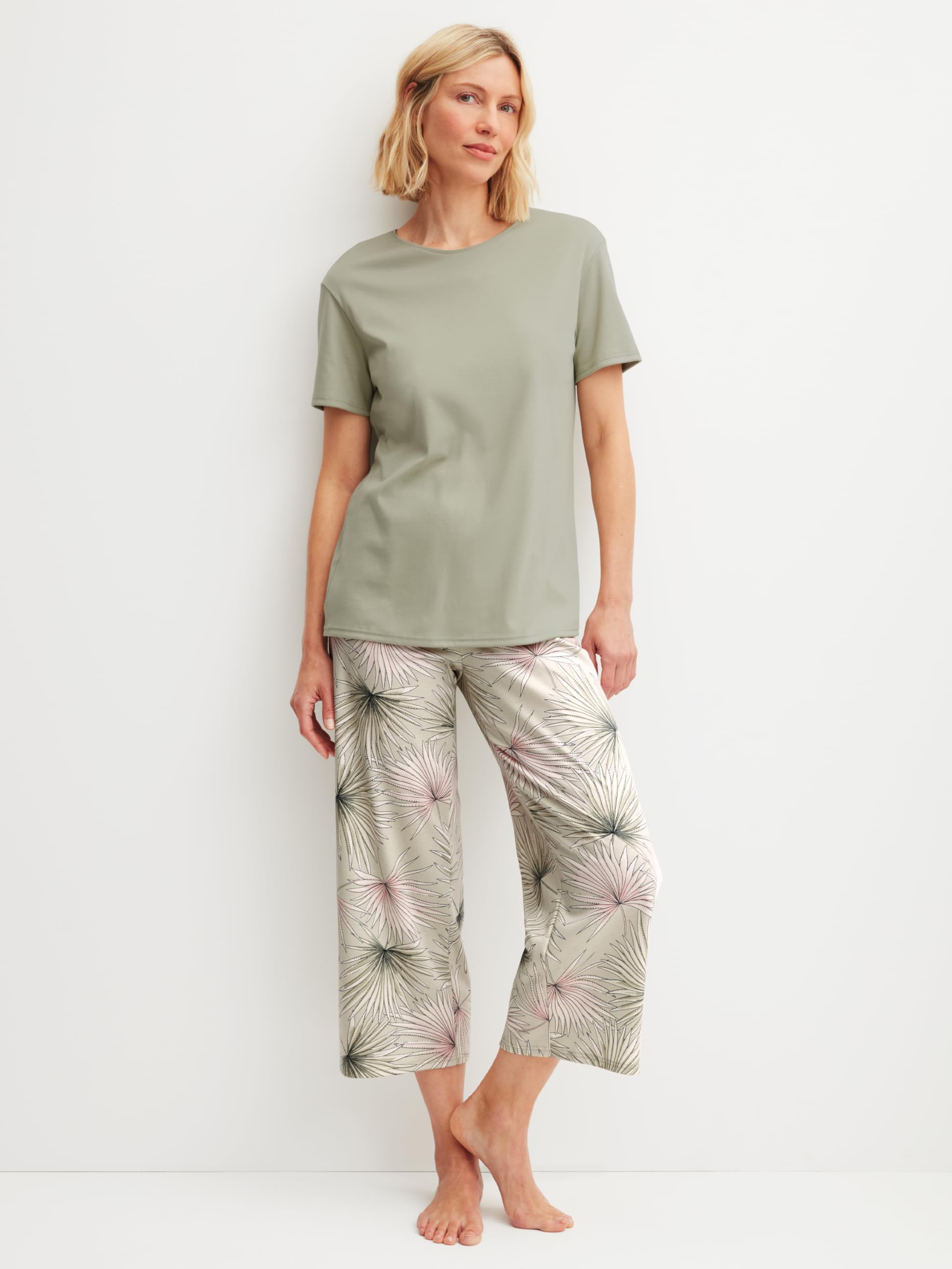 CALIDA Leaf Dreams 7/8-Pyjama Damen | Schlafanzug, swiss+cotton Qualität, atmungsaktiv, hautfreundlich, pflegeleicht