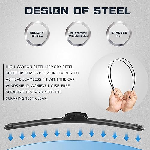 Miniatura 4 de AUTOBOO Limpiaparabrisas de repuesto de 26 + 18 pulgadas para Toyota Highlander 2020 2021 2022 2023 con limpiaparabrisas trasero de 10 pulgadas,