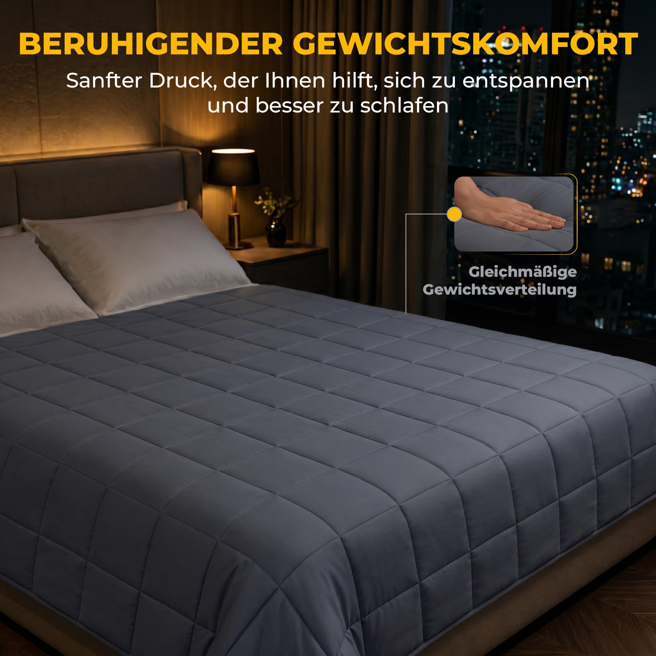 SLEEP COMFY Gewichtsdecke 9 kg 150x200 cm Oeko-Tex Zertifizierte Kühlende Anti-Stress Decke