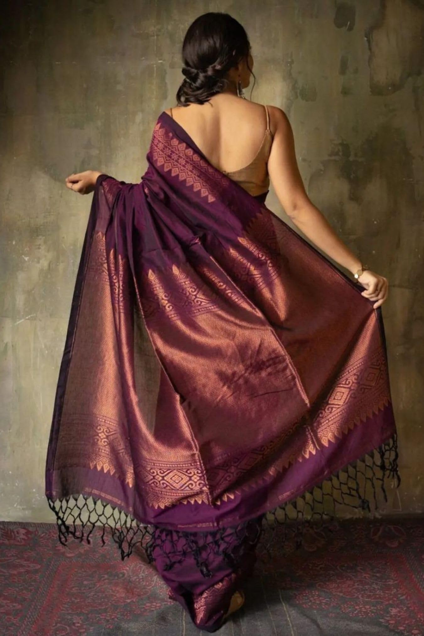 SGF11 Women's Kanjivaram Soft Cotton Linen Silk Saree With Blouse Piece product image 3