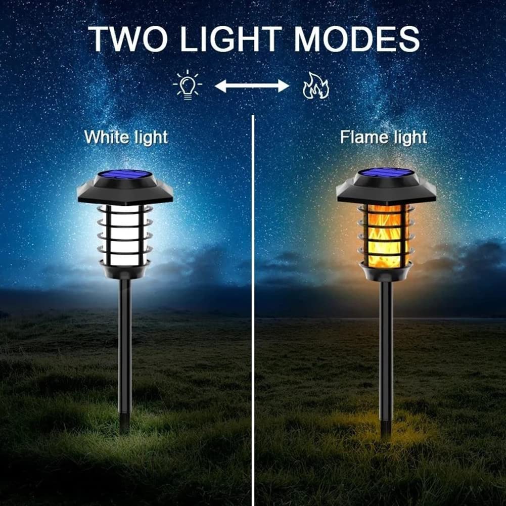Solarlampen Für Außen, 48 LED Solar Gartenfackeln Flammenlicht Fackel Mit Realistischer Flammeneffekt, IP65 Wasserdicht Solarleuchten Für Garten Hof Balkon Auffahrt Weg,4 pc