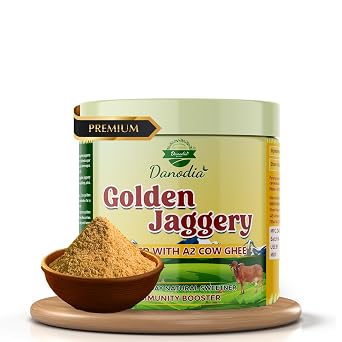 Danodia Foods Organic Golden Jaggery with A2 Cow Ghee, Cane Gur, 400g US