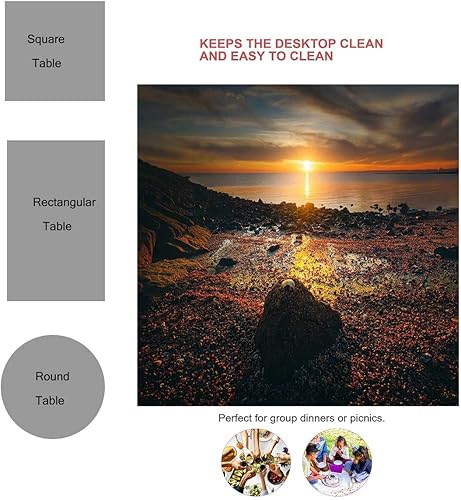 Miniatura 3 de Sea and Sky Beach Scenery Mantel para Mesa Rectangular Small Picnic Table Dust-Proof Wrinkle Resistant 52 X 70 Inch