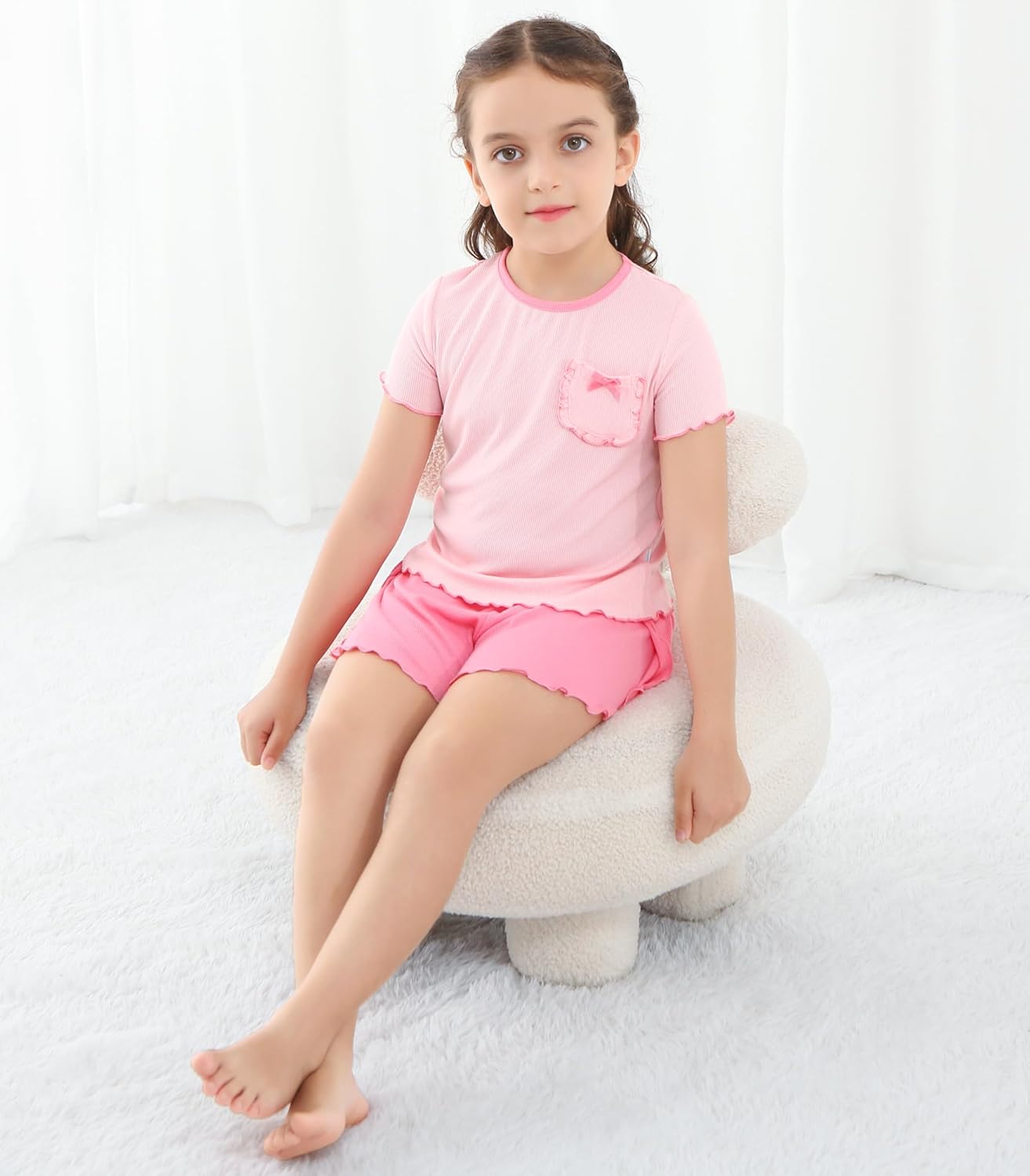 Baby Girls Outfits Sets Summer Tee and Shorts Toddler 2-Piece Set for Kids Cooling Clothes,Viscose Made from Bamboo - Image 5