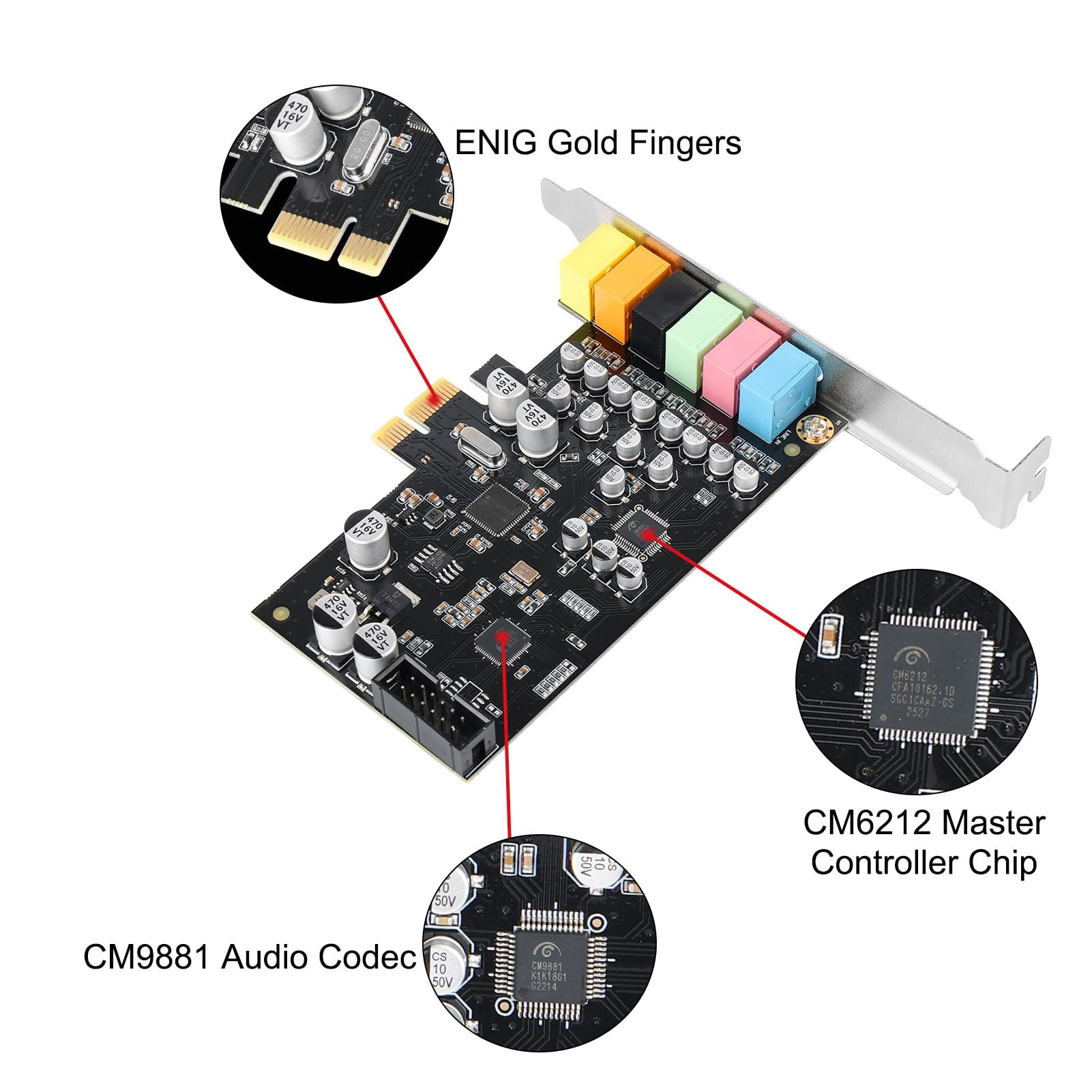 Scheda audio surround PCIe 7.1, chipset CM6212 + CM9881, supporto ASIO, scheda audio PCI Express per PC desktop Windows