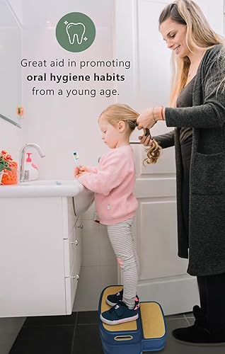 Miniatura 2 de Taburete antideslizante de 2 escalones para entrenamiento de orinal y lavabo de baño, altura doble de 9.5 pulgadas, taburete de seguridad resistente