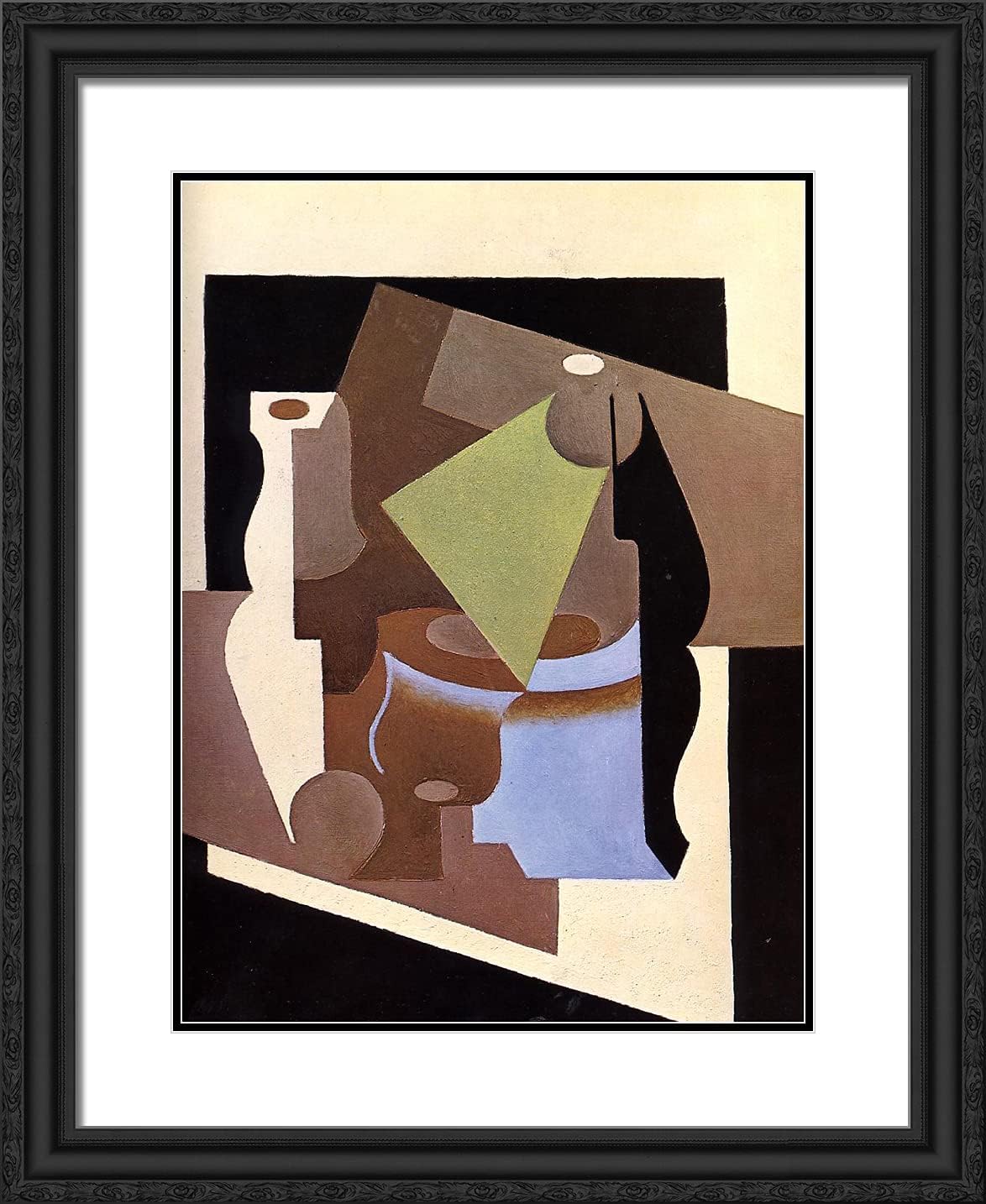 ArtDirect Gris, Juan 20x24 Black Ornate Framed Art Print with Double Matting Titled: Still Life With Lamp