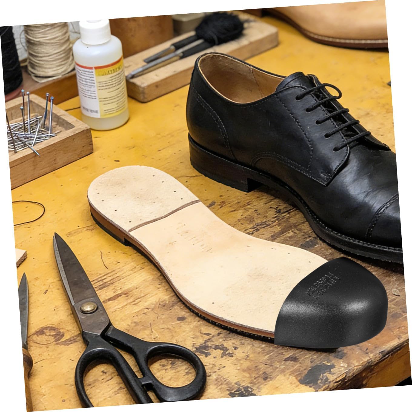 Generic Steel Toe Guard for Work Shoes: 2 Pairs Steel Toe Covers Safety Toe Caps Metatarsal Guards Shoes Tip Footwear Work Shoes Toe Guard for Men Women Prevent Toes from Being Smashed