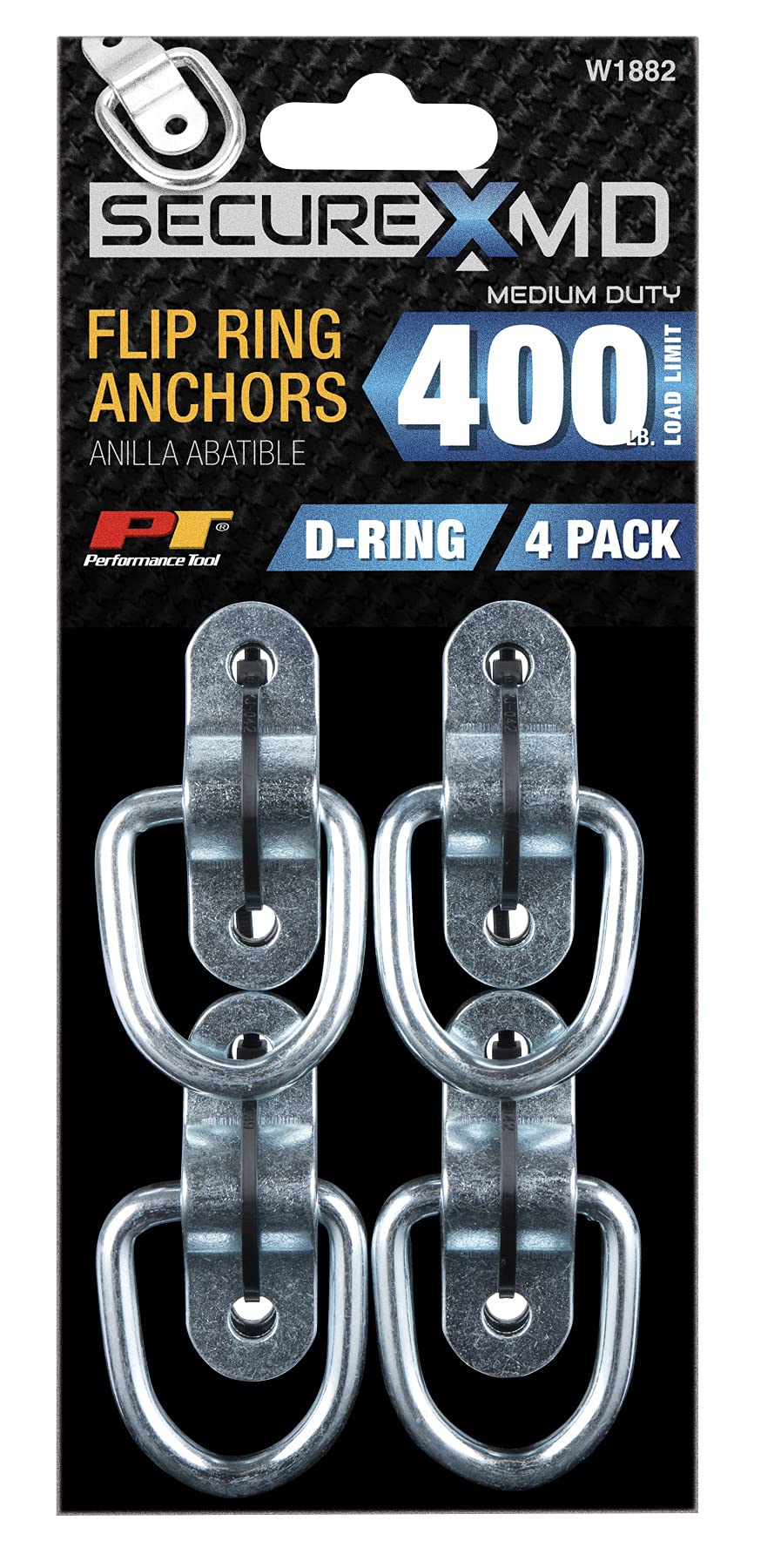 PERFORMANCE TOOL W1882 4Pk Flip Ring Anchors - Fissare Il carico con Una Forza di 181,4 kg utilizzando l'innovativo Sistema SecureX