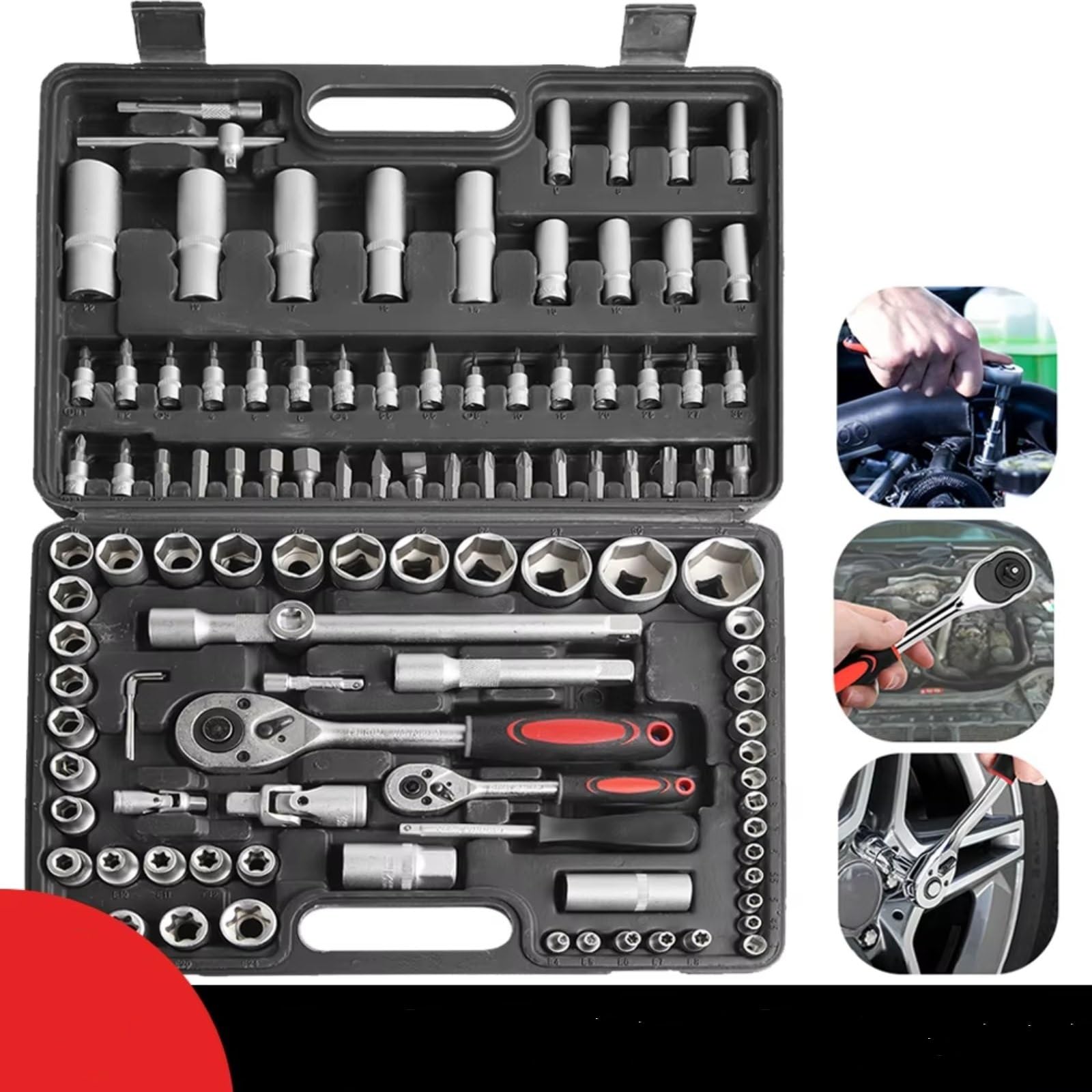 Maletín herramientas multiusos Juego Llaves Tubo 108 Piezas Juego Trinquete Llave Trinquete Combinada Kit Herramientas Para El Hogar Herramientas Manuales Herramienta Trinquete Y Estuche