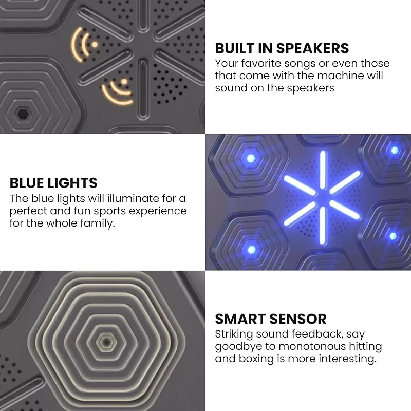 MAGIC SELECT Zenés Boxzsák LED Világítással, Bluetooth Ütésdetektálás és Boxkesztyűvel