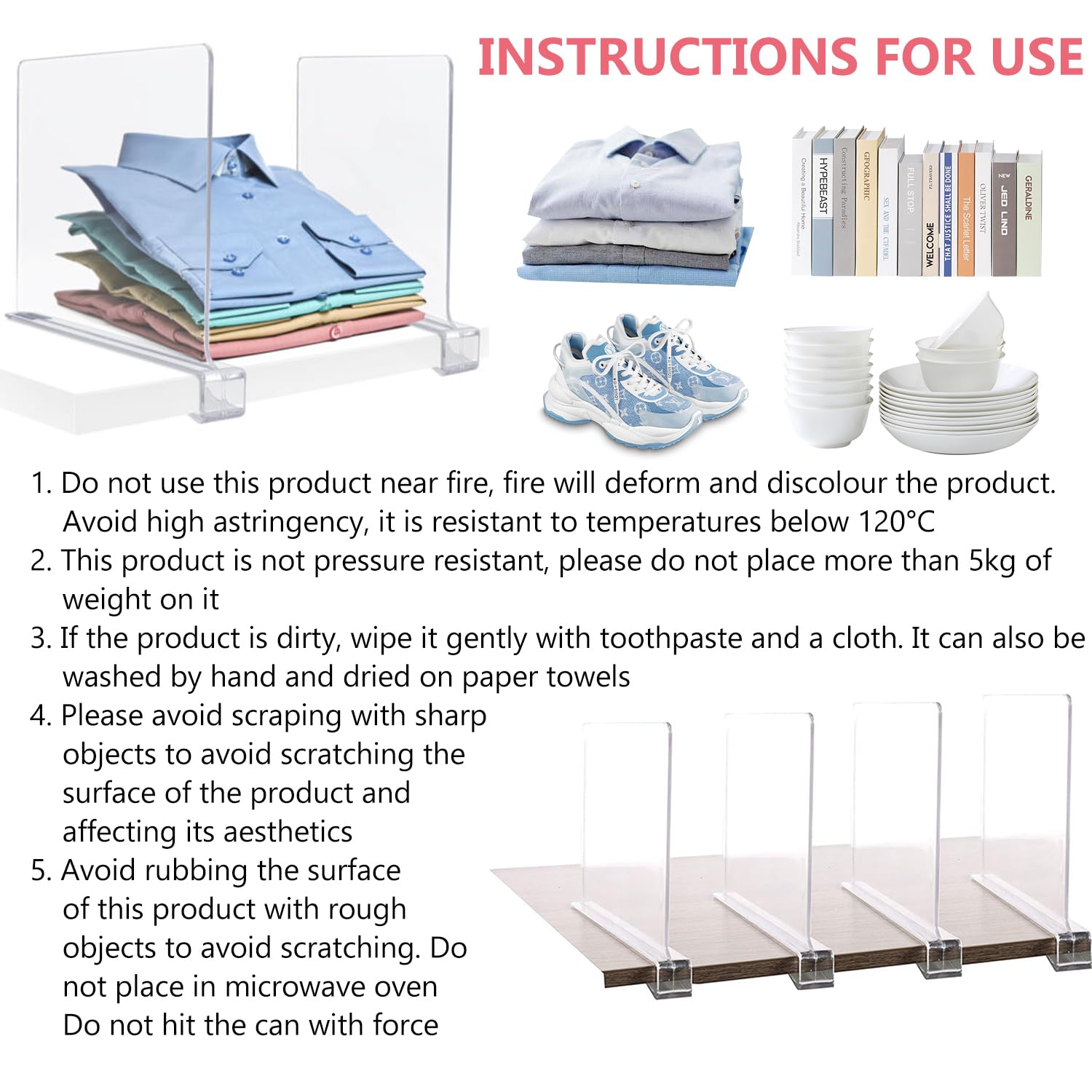 Divisori Mensole Acrilico Trasparente - 12 Pezzi Organizer Per Armadi - Foto 12