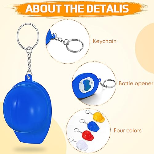 Miniatura 3 de 24 llaveros de construcción para abrebotellas, regalos de fiesta de construcción, mini sombrero de seguridad, abrebotellas, llavero para regalos del