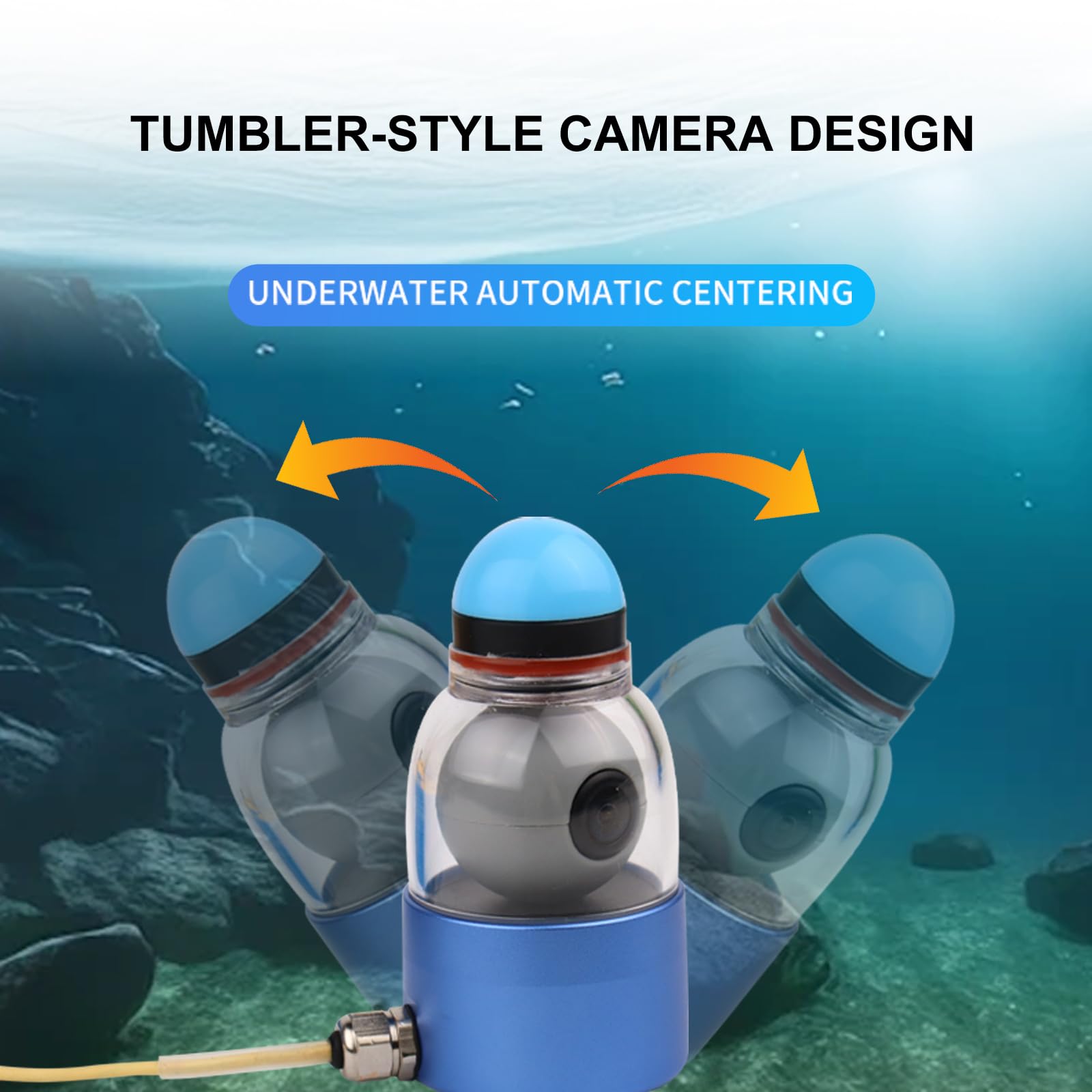 Cámara de pesca subacuática de 360° con monitor portátil de 5 pulgadas, rendimiento nocturno, cable Fishfinder 1000 TVL 30M