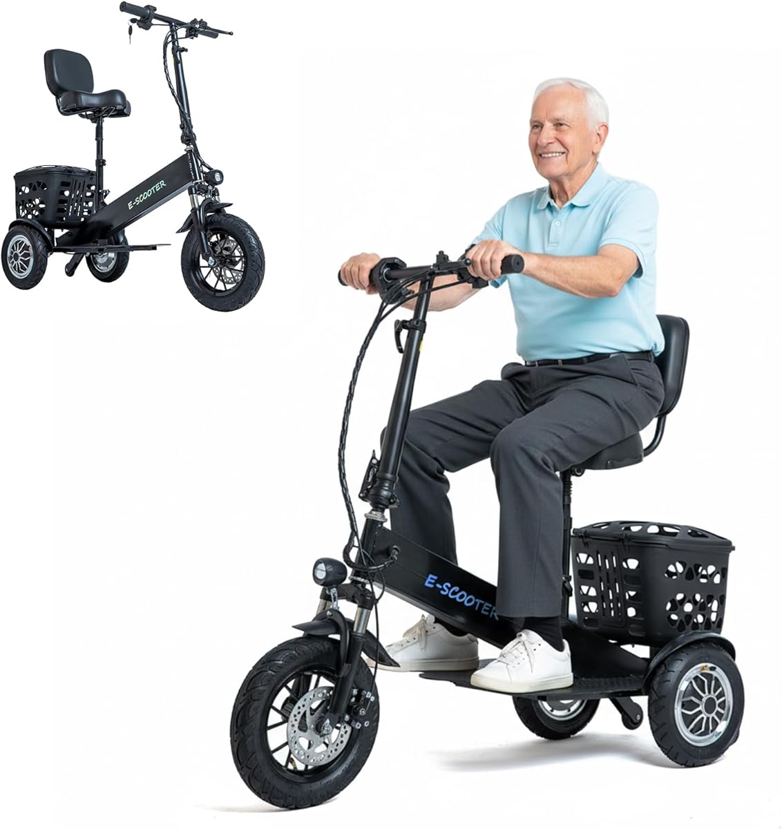 3 Wheel Mobility Scooter for Adults & Seniors, Lightweight Foldable Travel Scooter, 36V 500W Powerful Motors, 48 lbs Portable Design, Long-Range Electric Mobility Device, Supports up to 330 lbs