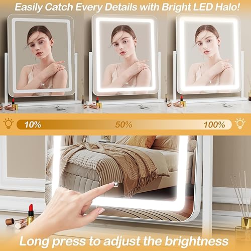 Miniatura 4 de Espejo de tocador de maquillaje con luces de 15.2 pulgadas, espejo grande con iluminación LED, espejo de maquillaje Hollywood con iluminación para