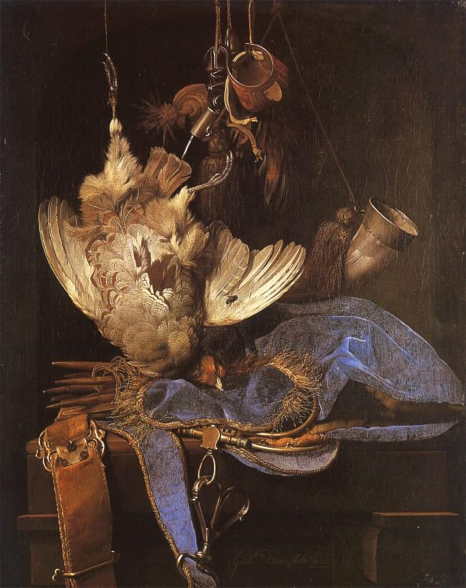 HRJUBWREE Classic Canvas Picture Art Canvas Print Modern Oil Painting Still Life with Hunting Equipment by Willem Van Aelst Artwork on Wall for Office Decor 60x90cm