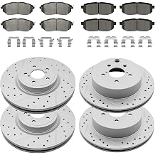 Front and Rear Drilled & Slotted Disc Brake Rotors Ceramic Brake Pads Kit Replacement for Subaru Forester 2.0L 2014 2015 2016 2017 2018