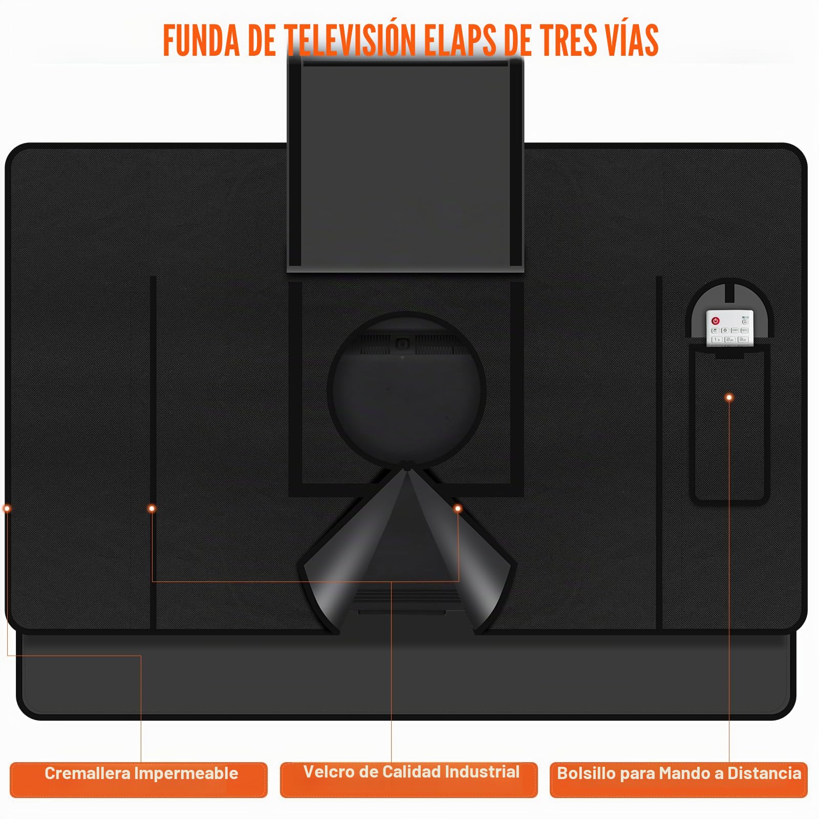 Housse de Protection pour TV d'Extérieur, Protections Écrans TV de 52 à 55 Pouces, en Tissu Oxford 600D, Étanche, Anti-Poussière, Résistante aux Intempéries, Compatible avec Supports Standards