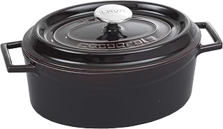 Enameled Cast Iron Oval Cookware Casserole Dish with Lid & Handles - 4 qt - Aubergine - Dishwasher & Oven Safe up to 700°F - 991006