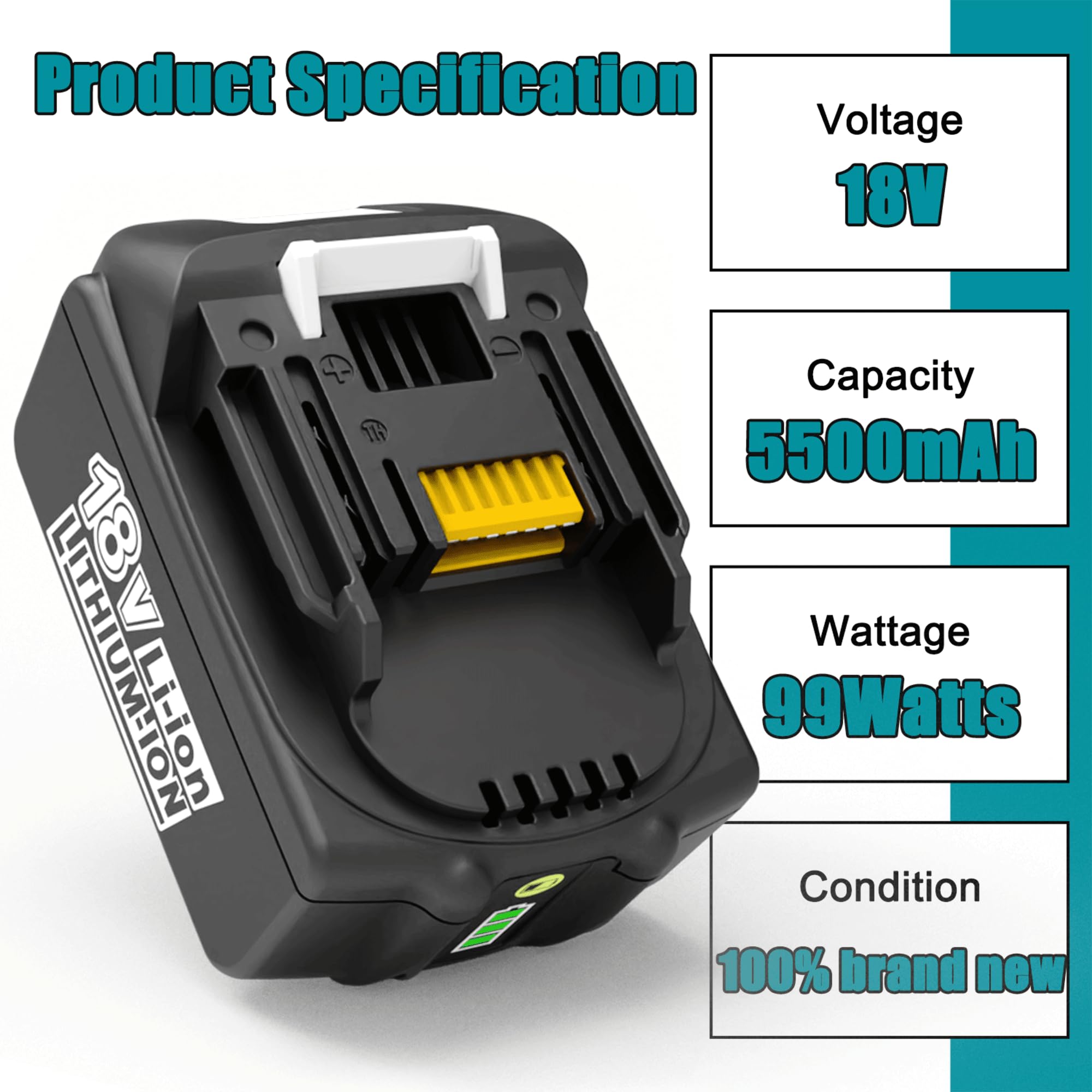 Energup 2X 18V 5500mAh Batería con Cargador DC18RD para Makita Batería 18V BL1860 BL1850 BL1850B BL1840 BL1830 BL1820 LXT400