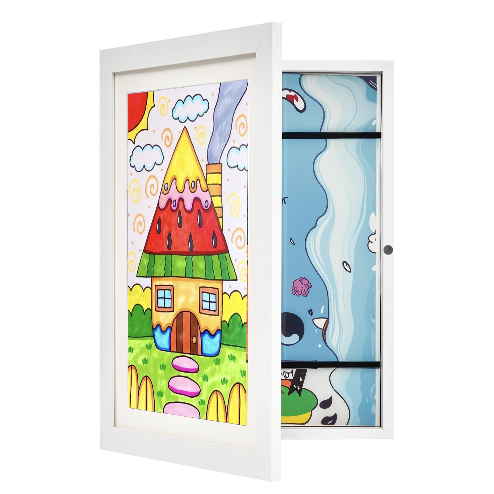Kids Art Frames, A4 Picture Frame for 150 Pictures, Fillable Multi Photo Frame for Artwork Display, Wall Hanging Front Opening Kids Artwork Display Frame for Home, School, Office