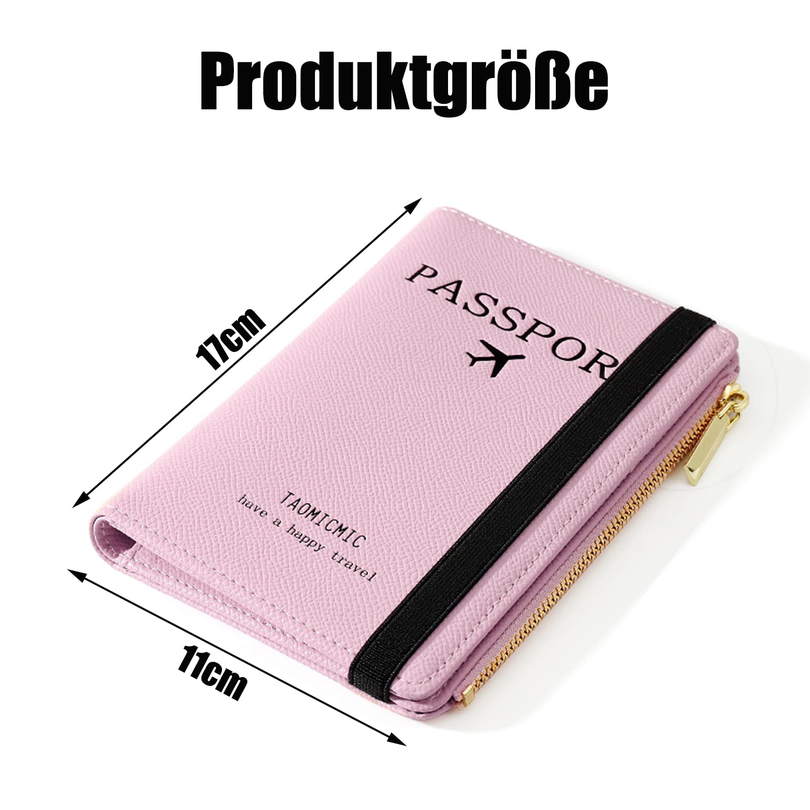 Toctax Custodia per Passaporto, Portafoglio da Viaggio, Copertina per Passaporto con Blocco Rfid, Custodia da Viaggio per Documenti di Viaggio, Portafoglio Multiscomparto con Cerniera (Grigio)