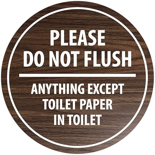 Miniatura 20 de Signs ByLITA Circle Please Do Not Flush Anything Except - Letrero de pared o puerta de papel higiénico - Cinta adhesiva de espuma de doble cara