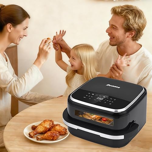 Miniatura 7 de Horno de pizza y freidora de aire, freidora de aire plana 11 en 1 de 4.5 cuartos de galón con tecnología superior de flujo de aire superior e