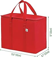 Vista 6 de VENO Paquete de 3 bolsas de comestibles reutilizables aisladas, bolsa de entrega de alimentos, duradera, resistente, tamaño grande, se mantiene