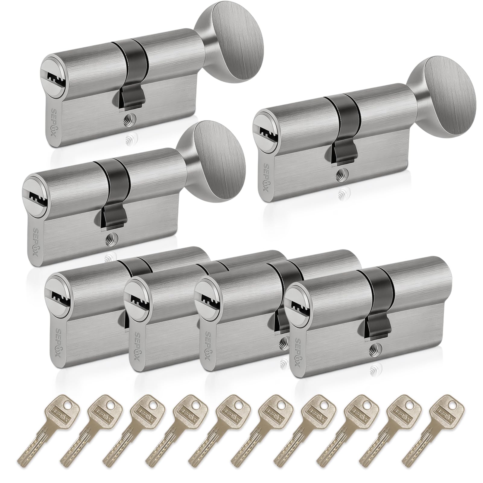 Cylindre européen pour baril de porte SEPOX 70 mm, protection maison clés identiques