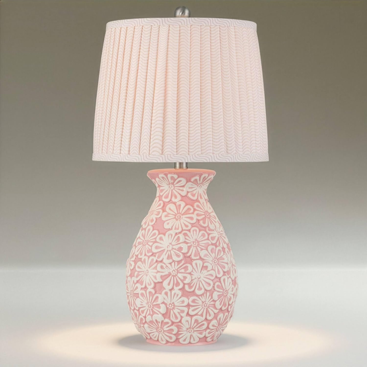 360 Lighting Buttercup 25" H Pink and White Flowers Ceramic Table Lamp with Dimmer