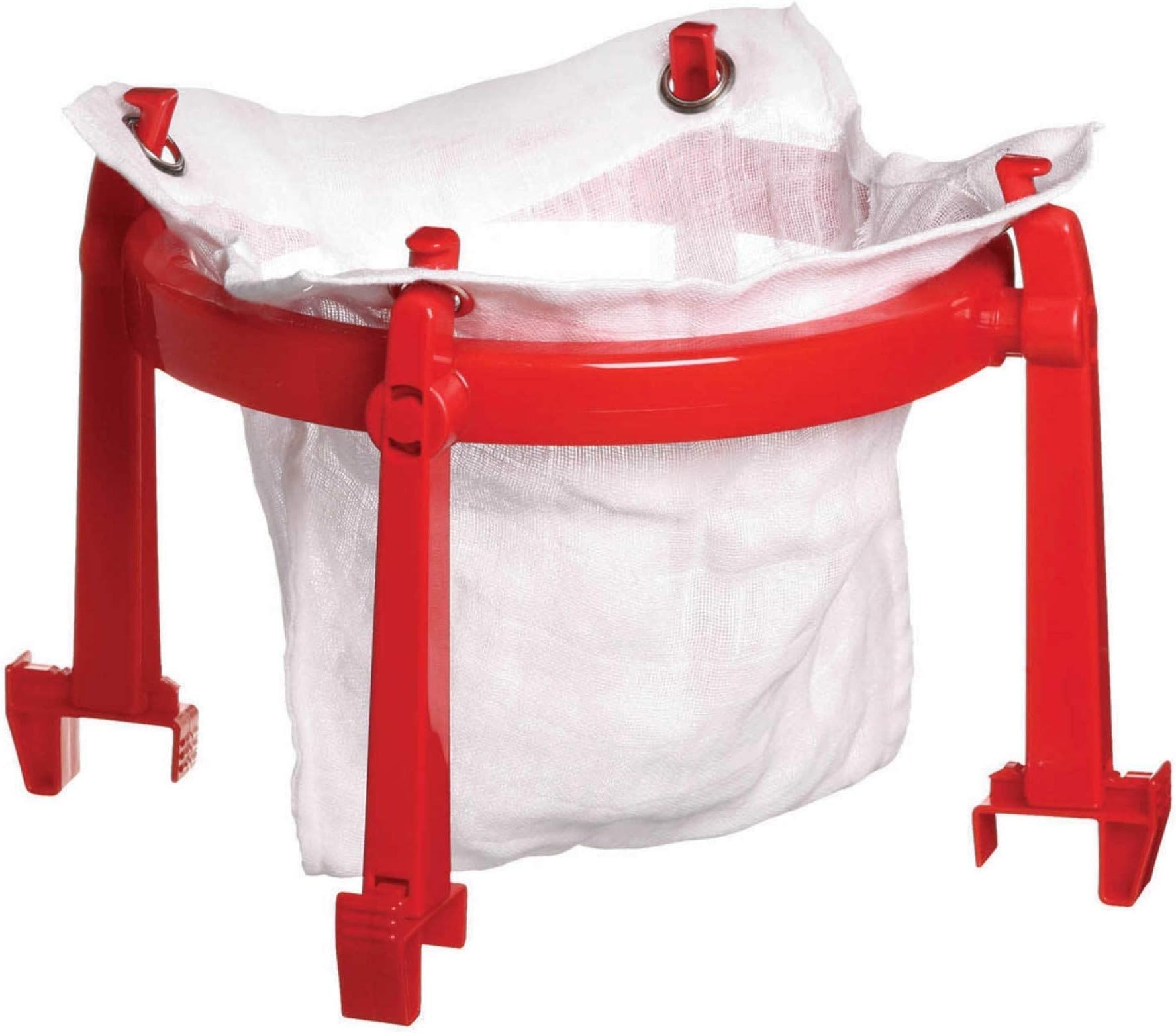 KitchenCraft Home Made Jam Strainer/Jelly Bag and Stand with Recipe in Gift Box, Plastic/Polyester, 2 Pieces, White/Red