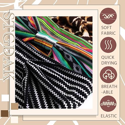 Miniatura 4 de Diademas bohemias para mujer, bandas anchas para la cabeza, turbante anudadas, bufanda para el pelo a rayas, diadema con estampado de leopardo,