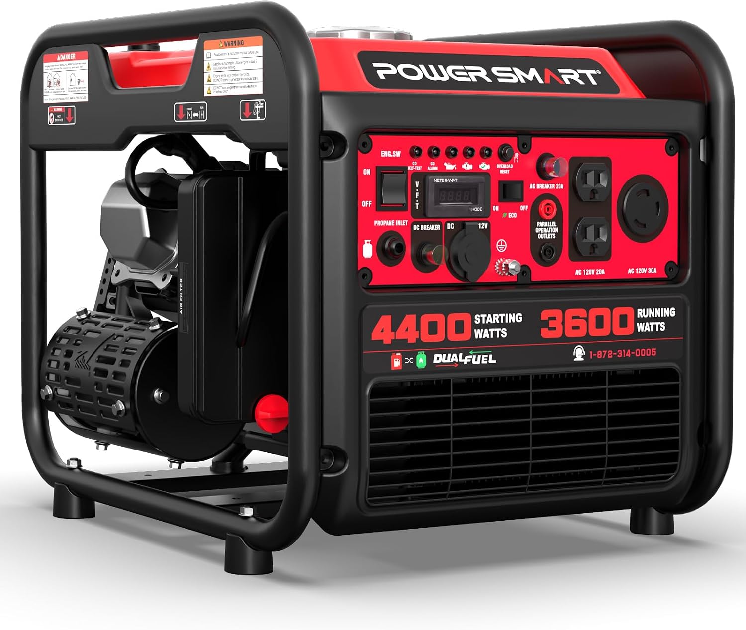 PowerSmart 4400W Dual Fuel Portable Generator with Inverter Technology for Home Backup