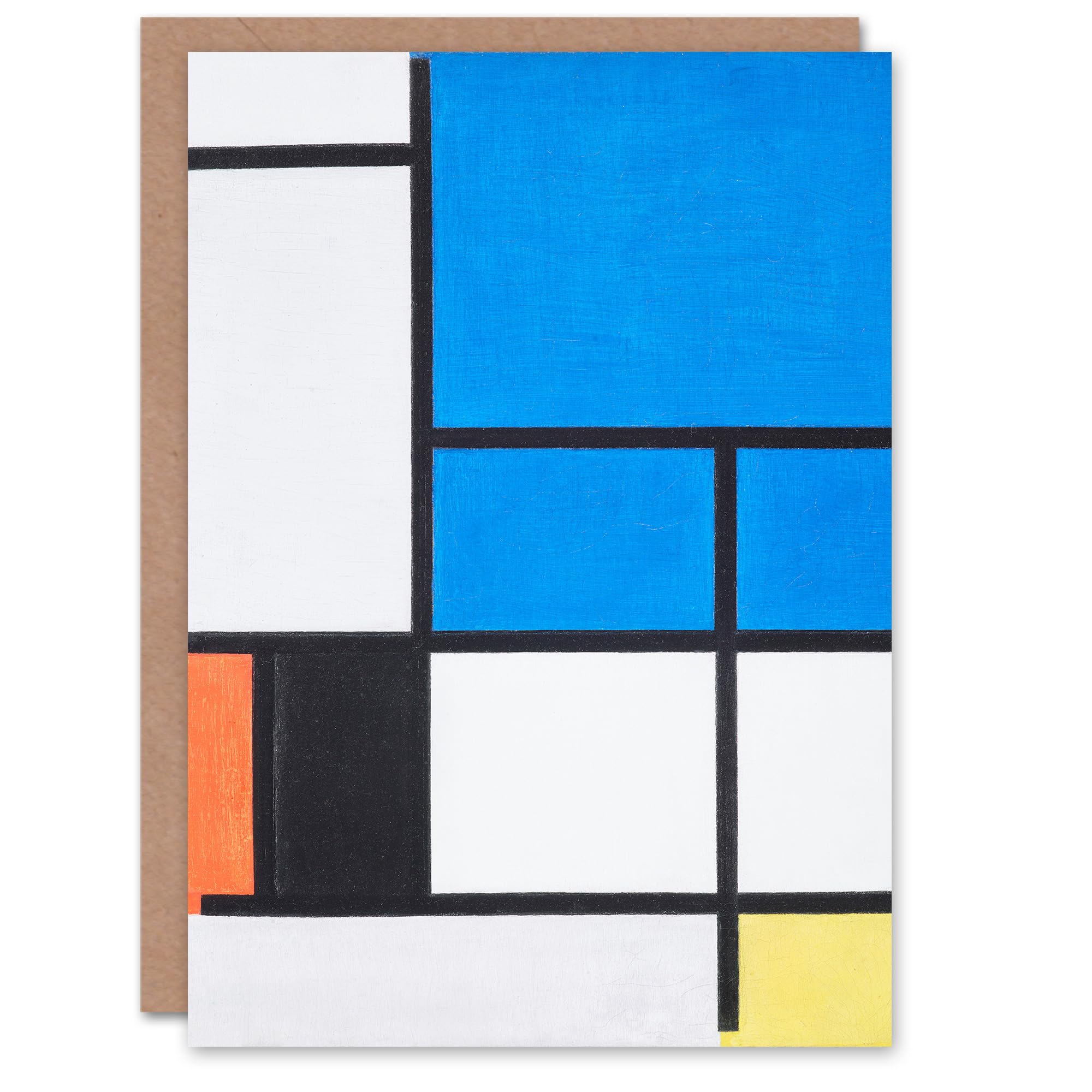 Artery8 Piet Mondrian Art Card Large Blue Plane Red Black Yellow Gray