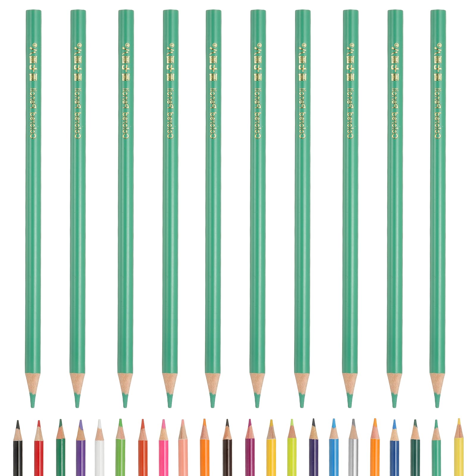 PATIKIL Colored Pencils, Gem Green Color Drawing Pencils with Oil-Based Cores Art Scrapbook Supplies for Adult Coloring Books Artists Beginners Drawing Sketching, 10 Pcs