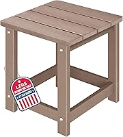 Vista 15 de LZRS Mesa Lateral Redonda Adirondack para Patio Mesa de Esquina, Mesas Laterales para Exteriores para Patio, Jardín, Piscina, Complemento