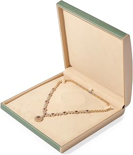 Oirlv Grün PU Leder Große Halskette Box,Schmuckkästen,Schmuckbox Für Geburtstag,Valentinstag,Jubiläum,Einkaufszentrum Zähler Schmuckdisplay