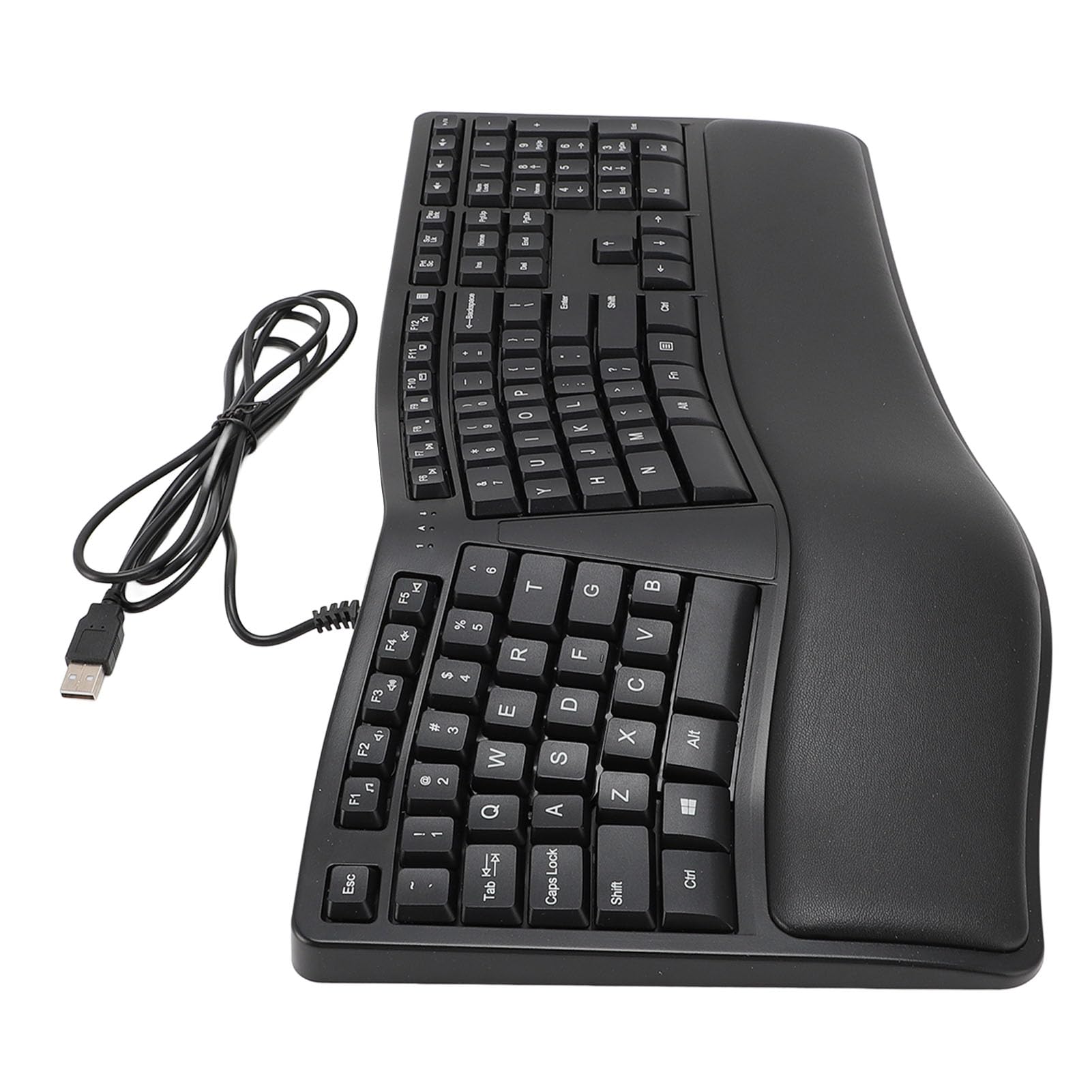Tastiera Ergonomica Divisa Progettata Comodamente per Lunghe Ore di Digitazione con Poggiapolsi per Utenti Laptop, Tastiera Cablata USB con 110 Tasti per Lavoro D'ufficio