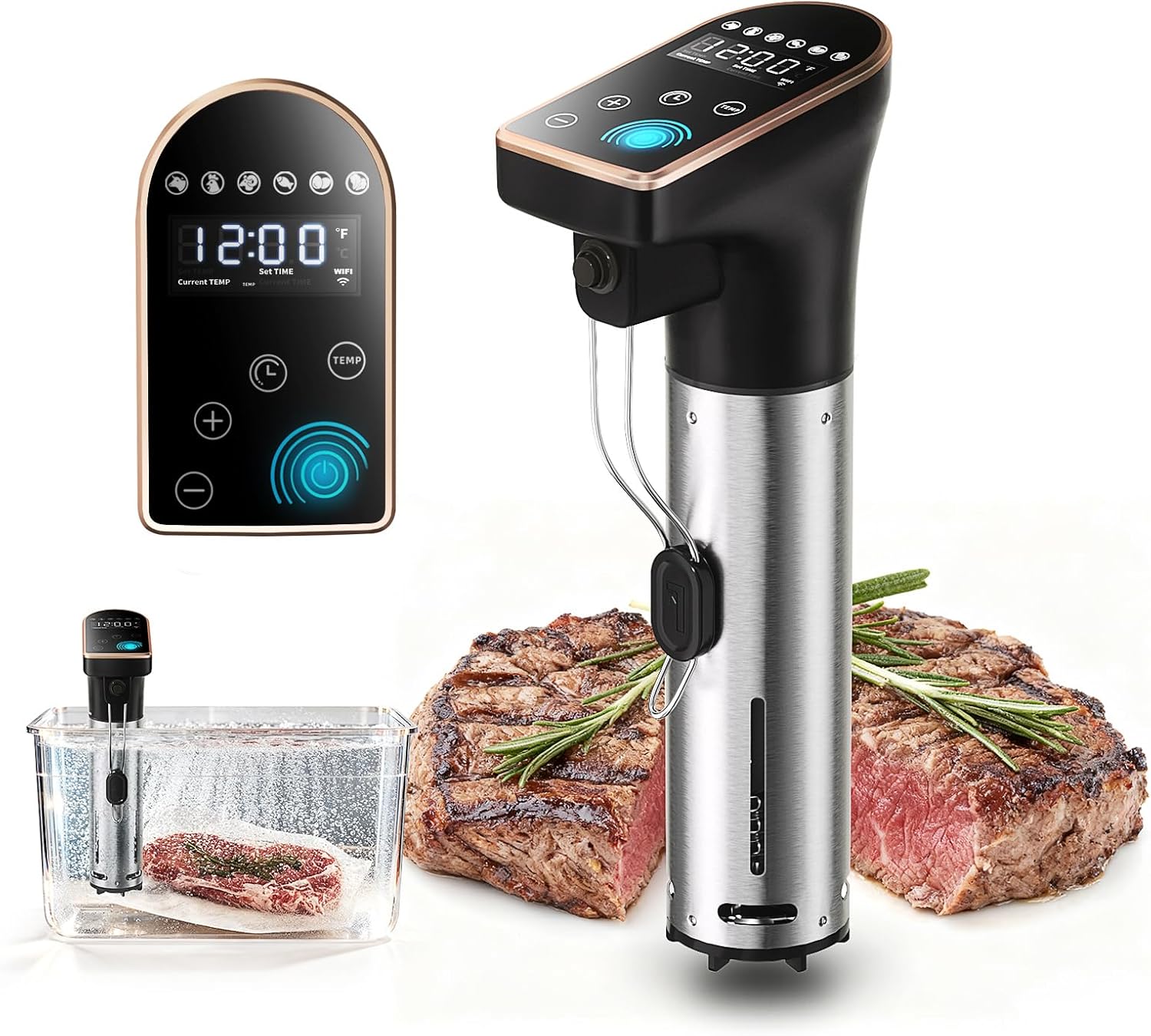 1300W Sous Vide Precision Cooker Machines, IPX7 Full Waterproof Immersion Circulator, New Quiet Brushless Motor, 6 One-Touch Presets, Effortless Gourmet Meals