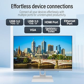 23.8 Full HD All in One PC Desktop Computer - 16GB RAM, 512GB SSD, Windows 11, Intel 15th Gen Quad-Core CPU, HDMI, USB 3.0 - AIO PC with Wireless Keyboard, Mouse, 3MP Web Camera