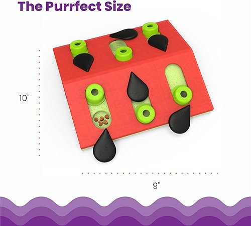 Miniatura 5 de Catstages de Nina Ottosson Melon Madness Puzzle & Play – Alimentador interactivo de rompecabezas con premios para gatos, 12 compartimentos ocultos,
