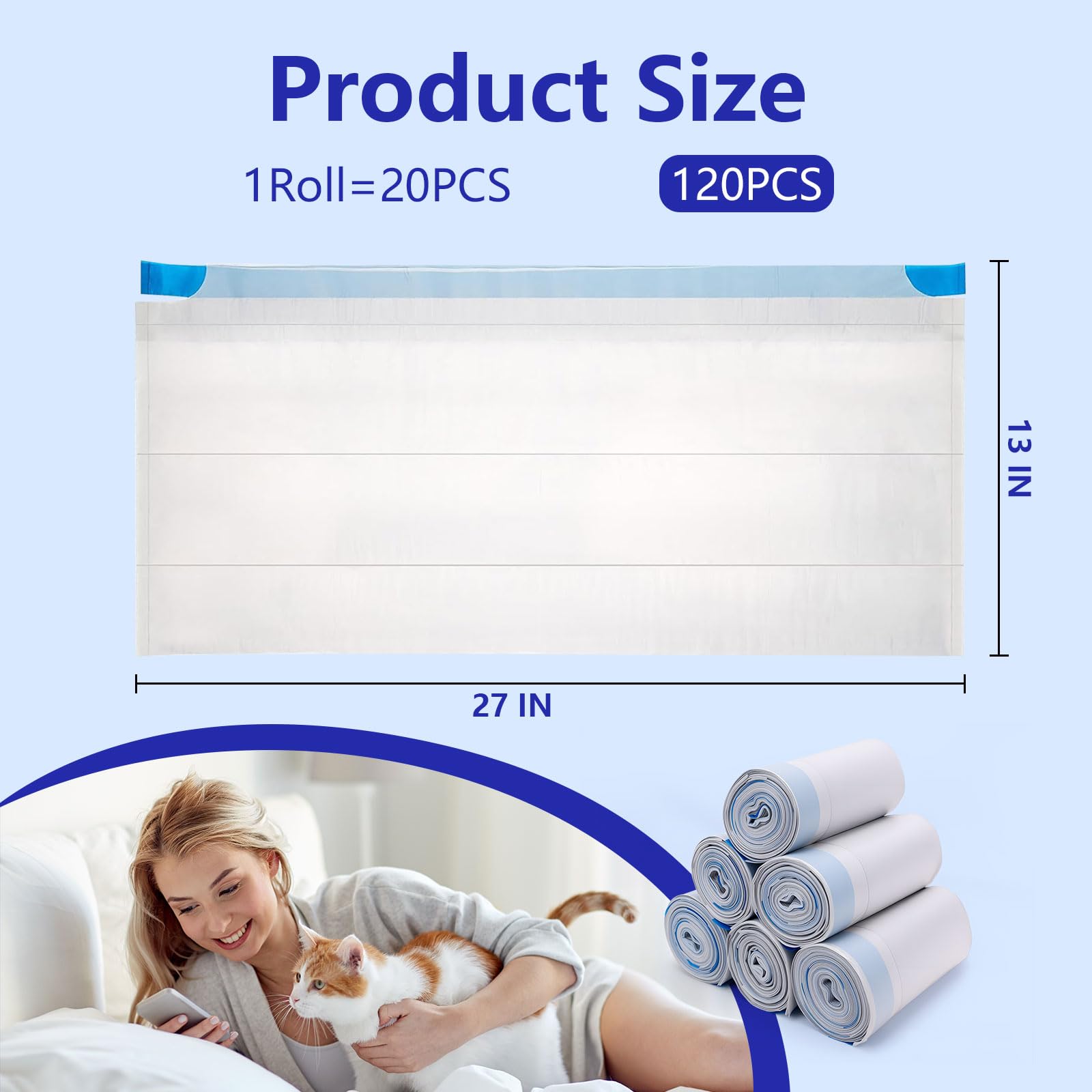 120 Count Cat Litter Box Bags for Neakasa and PetPivot Open Self-Cleaning Cat Litter Boxes, Extra Thick Heavy Duty Liners Replacement, Unscented, 27