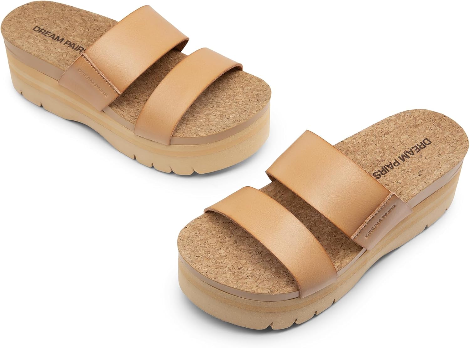 DREAM PAIRS Women's Platform Slides Sandals Comfortable Arch Support Footbed Two Strap Slip-on Fashion Beach Wedge Sandals - Image 6
