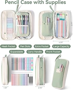 Set Cancelleria Estetica Da 46 Pezzi Con Astuccio Grande, Penne, Evidenziatori Pastello, Matite Meccaniche, Per Studenti E Appassionati Di Journaling