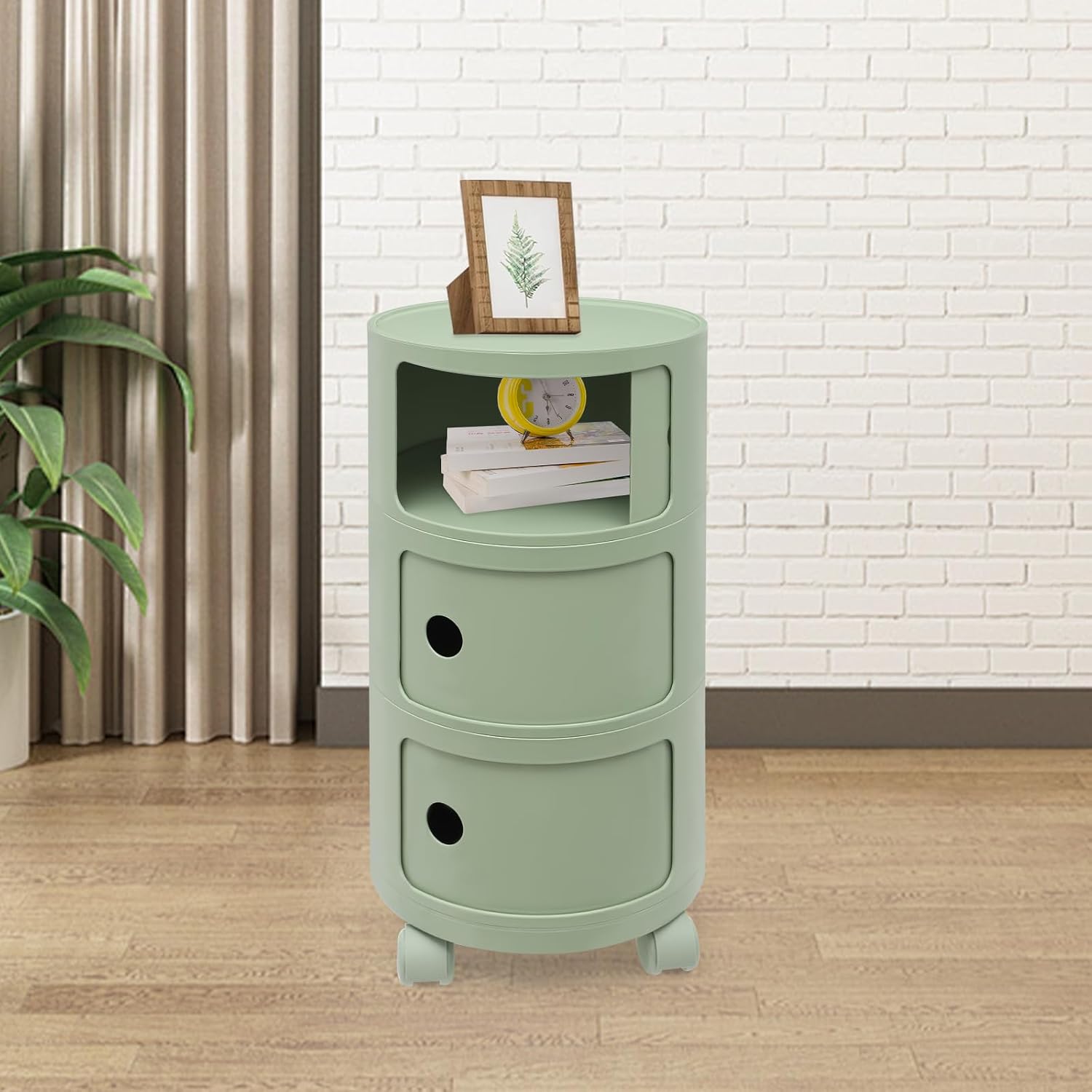 3 Tier Rounded Cabinet,Round Nightstand Detachable End Table with Storage Lightweight Side Table Storage for Living Room Bedroom Bathroom Kitchen