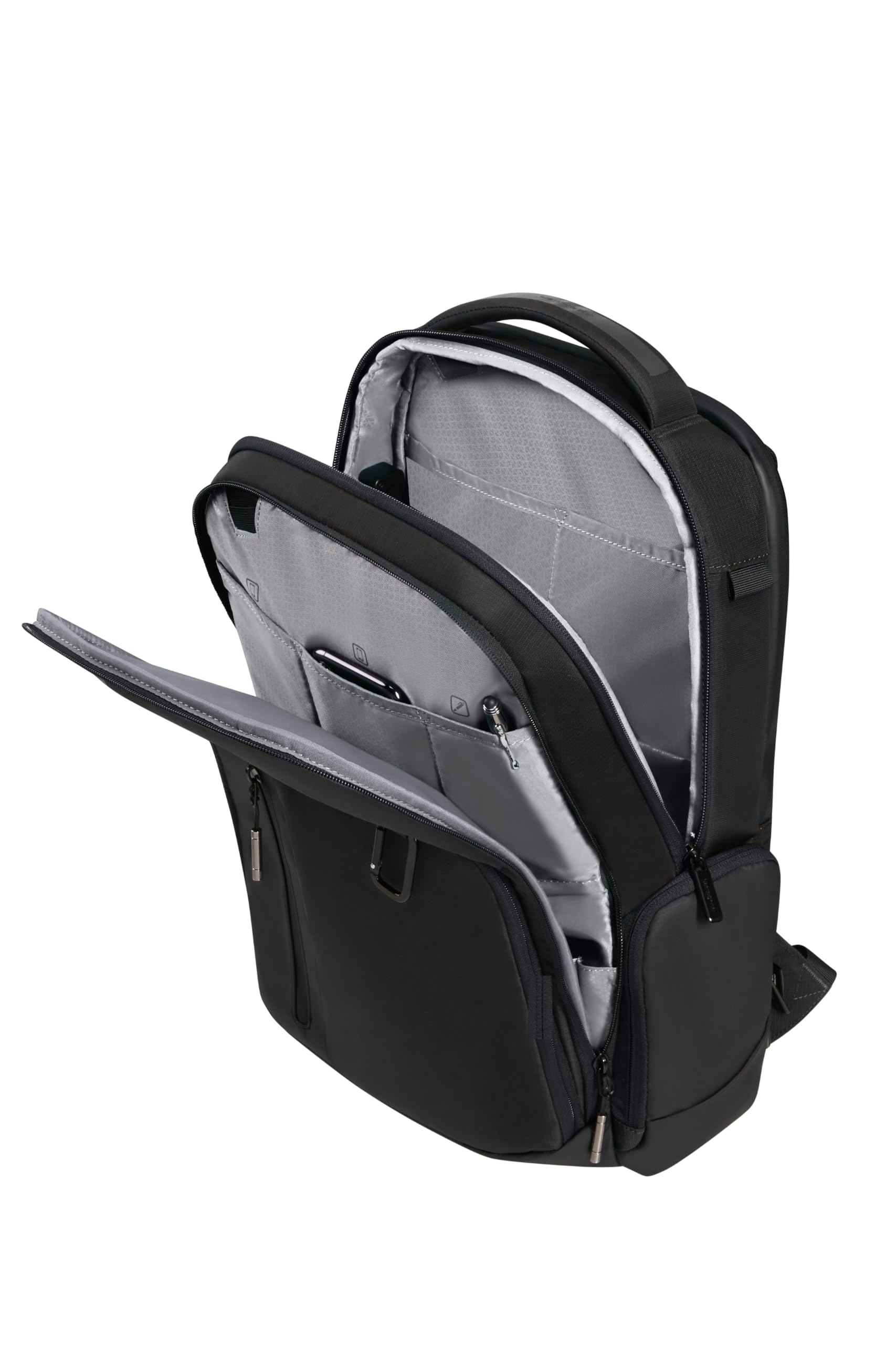 Samsonite Biz2Go Zaino per Laptop 15.6" Zaino Business da Uomo | Dettagli riflettenti, impermeabile, porta USB, cinghie pettorali rimovibili, scomparti per bottiglie, 44 cm, 22,5 l, nero
